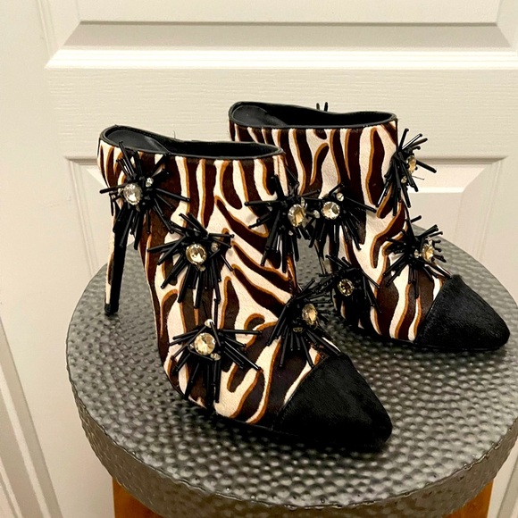 Jennifer Le Calf Hair Animal Print Mule Heels